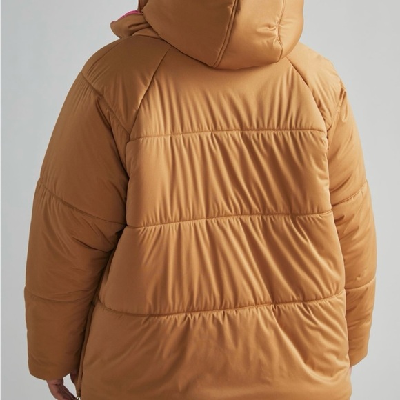 AVEC Les FILLES Brown Puffer Jacket with Pink Lining - Picture 4 of 15